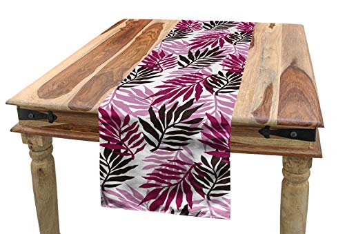 ABAKUHAUS Exotisch Tischläufer, Tropischer üppiger Wald, Esszimmer Küche Rechteckiger Dekorativer Tischläufer, 40 x 180 cm, Siegel Braun Baby Pink Magenta von ABAKUHAUS