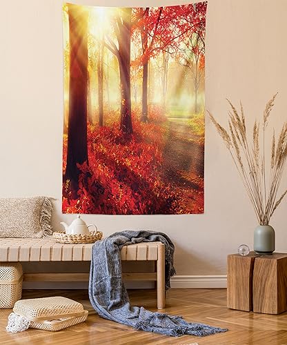ABAKUHAUS Fallen Wandteppich, Nebligen Morgen im Wald aus Weiches Mikrofaser Stoff Waschbar ohne Verblassen Digitaldruck, 110 x 150 cm, Gelb Rot ABAKUHAUS Fallen Wandteppich, Nebligen Morgen im Wald aus Weiches Mikrofaser Stoff Waschbar ohne Verblassen Digitaldruck, 110 x 150 cm, Gelb Rot von ABAKUHAUS