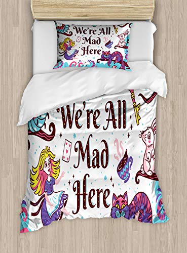 ABAKUHAUS Fantasie Bettbezug Set Einzelbett, Alice im Wunderland, Top Qualität Weich und Warm 3 Teiligen Bettbezug mit 2 Kissenbezüge, Mehrfarbig Violett ABAKUHAUS Fantasie Bettbezug Set Einzelbett, Alice im Wunderland, Top Qualität Weich und Warm 3 Teiligen Bettbezug mit 2 Kissenbezüge, Mehrfarbig Violett von ABAKUHAUS