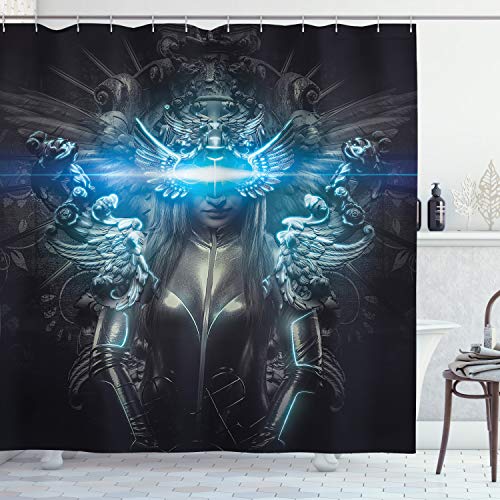 ABAKUHAUS Fantasie Duschvorhang, Princess Gothic, Stoffliches Gewebe Badezimmerdekorationsset mit Haken, 175 x 180 cm, Grau ABAKUHAUS Fantasie Duschvorhang, Princess Gothic, Stoffliches Gewebe Badezimmerdekorationsset mit Haken, 175 x 180 cm, Grau von ABAKUHAUS