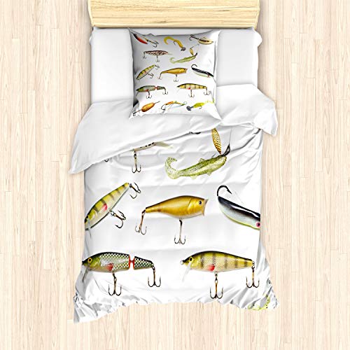 ABAKUHAUS Fisch Bettbezug Set für Einzelbetten, Jagd Seetiere Theme, Milbensicher Allergiker geeignet mit Kissenbezug, Mehrfarbig Senf ABAKUHAUS Fisch Bettbezug Set für Einzelbetten, Jagd Seetiere Theme, Milbensicher Allergiker geeignet mit Kissenbezug, Mehrfarbig Senf von ABAKUHAUS