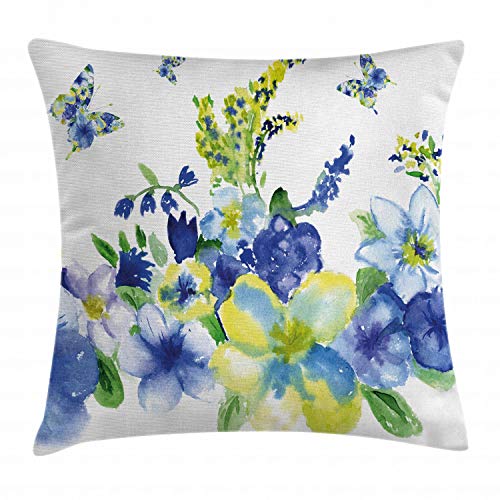 ABAKUHAUS Floral Kissenbezug, Frühlings-Blüte, Kissenhülle mit Reißverschluss Waschbar Farbfest Beidseitiger Druck, 40 x 40 cm, Königsblau Lindgrün ABAKUHAUS Floral Kissenbezug, Frühlings-Blüte, Kissenhülle mit Reißverschluss Waschbar Farbfest Beidseitiger Druck, 40 x 40 cm, Königsblau Lindgrün von ABAKUHAUS