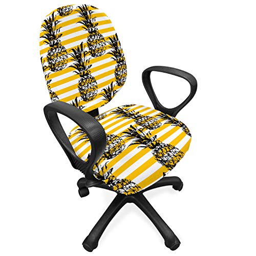 ABAKUHAUS Früchte Bürostuhl Schonbezug, Modernes Ananas-Motiv, dekorative Schutzhülle aus Stretchgewebe, Weiß Gelb ABAKUHAUS Früchte Bürostuhl Schonbezug, Modernes Ananas-Motiv, dekorative Schutzhülle aus Stretchgewebe, Weiß Gelb von ABAKUHAUS