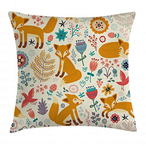 ABAKUHAUS Fuchs Kissenbezug, Füchse Aufwändige Blumen Vögel, Waschbar mit Reißverschluss Kissenhülle mit Farbfesten Klaren Farben Beidseitiger Druck, 50 x 50 cm, Blasser Rubin ABAKUHAUS Fuchs Kissenbezug, Füchse Aufwändige Blumen Vögel, Waschbar mit Reißverschluss Kissenhülle mit Farbfesten Klaren Farben Beidseitiger Druck, 50 x 50 cm, Blasser Rubin von ABAKUHAUS