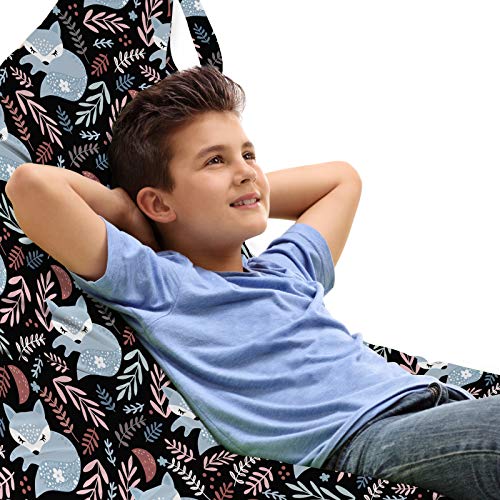 ABAKUHAUS Fuchs Unicorn Toy Bag Lounger Stuhl, Schlafen Tier und Branchen, Hochleistungskuscheltieraufbewahrung mit Griff, Koksgraue Multicolor von ABAKUHAUS