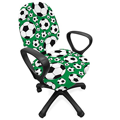 ABAKUHAUS Fußball Bürostuhl Schonbezug, Sport-Motiv, dekorative Schutzhülle aus Stretchgewebe, Grün Schwarz Weiß von ABAKUHAUS