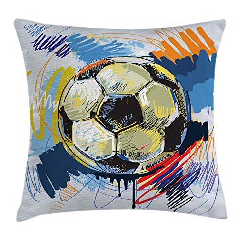 ABAKUHAUS Fußball Kissenbezug, Bunte Detaillierte, Wasser und Schmutz resistent Stoff Digital Druck Für den Innen oder Außen Bereich, 50 x 50 cm, Grau Blau ABAKUHAUS Fußball Kissenbezug, Bunte Detaillierte, Wasser und Schmutz resistent Stoff Digital Druck Für den Innen oder Außen Bereich, 50 x 50 cm, Grau Blau von ABAKUHAUS