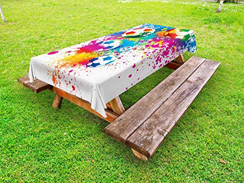 ABAKUHAUS Fußball Outdoor-Tischdecke, Bunter Spritzer Ball, dekorative waschbare Picknick-Tischdecke, 145 x 265 cm, Mehrfarbig ABAKUHAUS Fußball Outdoor-Tischdecke, Bunter Spritzer Ball, dekorative waschbare Picknick-Tischdecke, 145 x 265 cm, Mehrfarbig von ABAKUHAUS