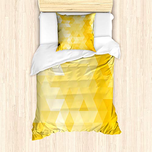 ABAKUHAUS Gelb Bettbezug Set für Einzelbetten, Geometric Triangle, Milbensicher Allergiker geeignet mit Kissenbezug, Gelb ABAKUHAUS Gelb Bettbezug Set für Einzelbetten, Geometric Triangle, Milbensicher Allergiker geeignet mit Kissenbezug, Gelb von ABAKUHAUS