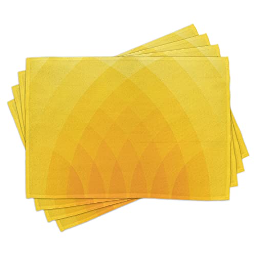 ABAKUHAUS Gelb Platzmatten, Farbtöne Moderne, Waschbare Stoff Esszimmer Küche Tischdekorations Digitaldruck, Gelb Orange von ABAKUHAUS