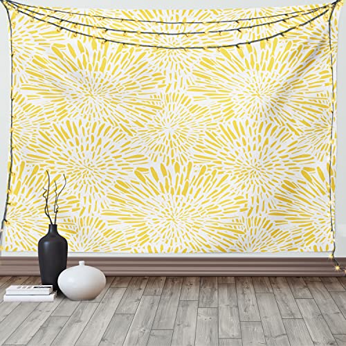 ABAKUHAUS Gelb Wandteppich, Löwenzahn Astern Zusammenfassung aus Weiches Mikrofaser Stoff Waschbar ohne Verblassen Digitaldruck, 150 x 110 cm, Gelb von ABAKUHAUS