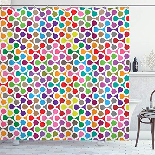 ABAKUHAUS Geometrie Duschvorhang, Bunte Kurve Muster, Stoffliches Gewebe Badezimmerdekorationsset mit Haken, 175 x 180 cm, Mehrfarbig ABAKUHAUS Geometrie Duschvorhang, Bunte Kurve Muster, Stoffliches Gewebe Badezimmerdekorationsset mit Haken, 175 x 180 cm, Mehrfarbig von ABAKUHAUS