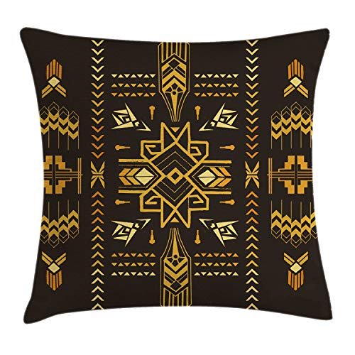 ABAKUHAUS Geometrisch Kissenbezug, Tribal Vintage-Aztec, Wasser und Schmutz resistent Stoff Digital Druck Für den Innen oder Außen Bereich, 45 x 45 cm, Dunkelbraun Senf ABAKUHAUS Geometrisch Kissenbezug, Tribal Vintage-Aztec, Wasser und Schmutz resistent Stoff Digital Druck Für den Innen oder Außen Bereich, 45 x 45 cm, Dunkelbraun Senf von ABAKUHAUS