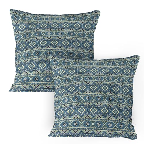 ABAKUHAUS Geometrisch Kissenbezug Packung mit 2, Ethnischer Chevron-Hintergrund mit Volkseffekten und Ikat-Retro- Anzeige, Dekorativer Gedruckter Kissenbezug, 80 x 80 cm, Erde Gelb Petrol Blau ABAKUHAUS Geometrisch Kissenbezug Packung mit 2, Ethnischer Chevron-Hintergrund mit Volkseffekten und Ikat-Retro- Anzeige, Dekorativer Gedruckter Kissenbezug, 80 x 80 cm, Erde Gelb Petrol Blau von ABAKUHAUS