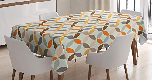 ABAKUHAUS Geometrisch Tischdecke, Abgewinkelt Cyclic Tile, Schmutzabweisend Pflegeleicht Waschbar Druck Mit Klaren Farben ohne Verblassen, 140 x 170 cm, Braun Grau von ABAKUHAUS