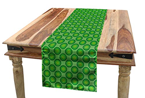ABAKUHAUS Geometrisch Tischläufer, Retro Greenery Runden, Esszimmer Küche Rechteckiger Dekorativer Tischläufer, 40 x 180 cm, Apfelgrün Grün von ABAKUHAUS