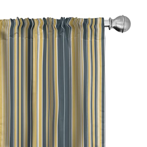 ABAKUHAUS Geometrisch Vorhänge, Gardinen, Retro Vertikale Linien, Fensterbehandlungen für Wohnzimmer Schlafzimmer Dekor, 2 Stück 75 cm b x 225 cm h, Dunkelblau, Grau, Gelb ABAKUHAUS Geometrisch Vorhänge, Gardinen, Retro Vertikale Linien, Fensterbehandlungen für Wohnzimmer Schlafzimmer Dekor, 2 Stück 75 cm b x 225 cm h, Dunkelblau, Grau, Gelb von ABAKUHAUS