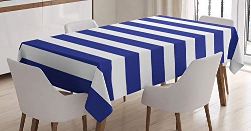 ABAKUHAUS Gestreift Tischdecke, Navy Nautical Meeres, Pflegeleicht mit Modernster Druck Technologie Waschbar und Personalisiert, 140 x 170 cm, Lila von ABAKUHAUS