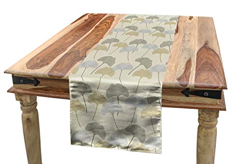 ABAKUHAUS Gingko Tischläufer, Soft-Baum-Blätter Retro-Stil, Esszimmer Küche Rechteckiger Dekorativer Tischläufer, 40 x 225 cm, Grün von ABAKUHAUS