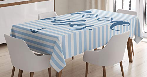 ABAKUHAUS Good Vibes Tischdecke, Nautical Maritime, Wasserfest Waschbar mit Klar Sichtbaren Farben kein Verblassen Personalisiert, 140 x 170 cm, Nachtblau Babyblau von ABAKUHAUS