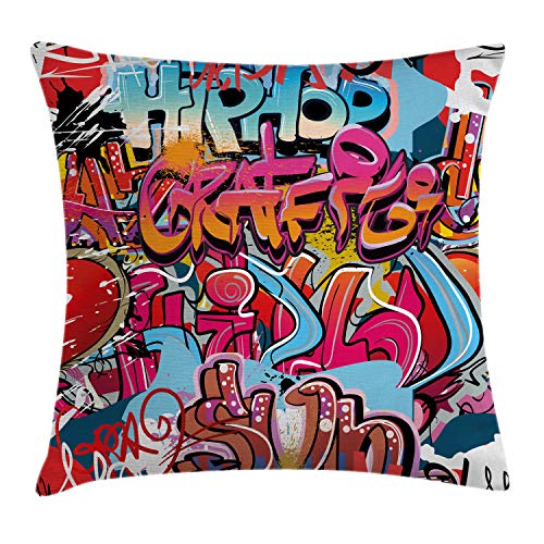 ABAKUHAUS Graffiti Kissenbezug, Hip Hop Street Art, Wasser und Schmutz resistent Stoff Digital Druck Für den Innen oder Außen Bereich, 50 x 50 cm, Rot Aqua ABAKUHAUS Graffiti Kissenbezug, Hip Hop Street Art, Wasser und Schmutz resistent Stoff Digital Druck Für den Innen oder Außen Bereich, 50 x 50 cm, Rot Aqua von ABAKUHAUS