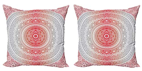 ABAKUHAUS Grau und Rot Dekokissen Kissenbezug 2er Pack, Ombre Mandala Boho, Modern Accent Doppelseitiger Digitaldruck, 60x60, Grau Rot ABAKUHAUS Grau und Rot Dekokissen Kissenbezug 2er Pack, Ombre Mandala Boho, Modern Accent Doppelseitiger Digitaldruck, 60x60, Grau Rot von ABAKUHAUS