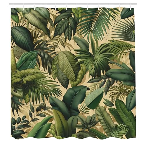 ABAKUHAUS Grün Duschvorhang, Modernes Exotics Design Palmblätter Hawaii Art Jungle Interpretation, Stoffliches Gewebe Badezimmerdekorationsset mit Haken, 175 x 240 cm, Khaki Teal Pastellbraun ABAKUHAUS Grün Duschvorhang, Modernes Exotics Design Palmblätter Hawaii Art Jungle Interpretation, Stoffliches Gewebe Badezimmerdekorationsset mit Haken, 175 x 240 cm, Khaki Teal Pastellbraun von ABAKUHAUS