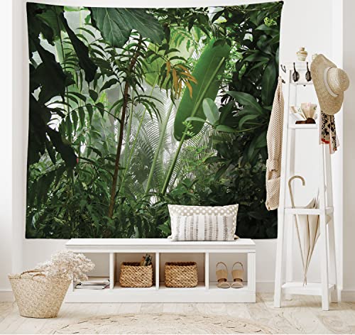 ABAKUHAUS Grün Wandteppich und Tagesdecke, Tropischer Regenwald Wilde aus Weiches Mikrofaser Stoff Waschbar ohne Verblassen Digitaldruck, 230 x 140 cm, Grün von ABAKUHAUS