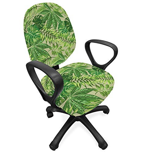 ABAKUHAUS Grünes Blatt Bürostuhl Schonbezug, Frischer Dschungel Aloha, dekorative Schutzhülle aus Stretchgewebe, Apfelgrün Farngrün von ABAKUHAUS