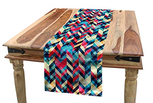 ABAKUHAUS Grunge Tischläufer, Hipster Zigzag Chevron, Esszimmer Küche Rechteckiger Dekorativer Tischläufer, 40 x 180 cm, Aqua Pink von ABAKUHAUS