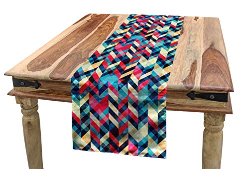 ABAKUHAUS Grunge Tischläufer, Hipster Zigzag Chevron, Esszimmer Küche Rechteckiger Dekorativer Tischläufer, 40 x 225 cm, Aqua Pink von ABAKUHAUS