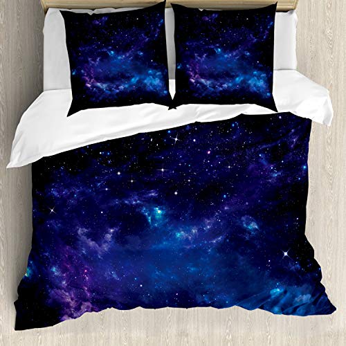 ABAKUHAUS Himmel Bettbezug Set, Raum Illustration Galaxy, Milbensicher Allergiker geeignet mit Kissenbezügen, 200 cm x 200 cm - 80 x 80 cm, Lila Koksgraue ABAKUHAUS Himmel Bettbezug Set, Raum Illustration Galaxy, Milbensicher Allergiker geeignet mit Kissenbezügen, 200 cm x 200 cm - 80 x 80 cm, Lila Koksgraue von ABAKUHAUS