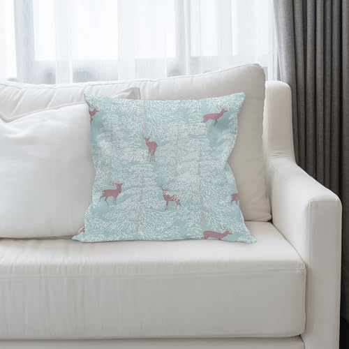 ABAKUHAUS Hirsch Kissenbezug, Winter-Waldhintergrund mit Ren-Abstrakter Tannenbaum-Muster Snowy-Natur, Kissenhülle mit Reißverschluss Beidseitiger Druck, 45 x 45 cm, Blaugrau Getrocknete Rose ABAKUHAUS Hirsch Kissenbezug, Winter-Waldhintergrund mit Ren-Abstrakter Tannenbaum-Muster Snowy-Natur, Kissenhülle mit Reißverschluss Beidseitiger Druck, 45 x 45 cm, Blaugrau Getrocknete Rose von ABAKUHAUS