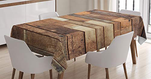 ABAKUHAUS Holz Tischdecke, Brown Rustic Boden Blick, Schmutzabweisend Pflegeleicht Waschbar Druck Mit Klaren Farben ohne Verblassen, 140 x 200 cm, Braun Dunkelbraun von ABAKUHAUS