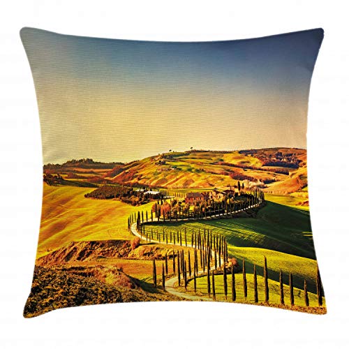 ABAKUHAUS Italien Kissenbezug, Toskana Crete Senesi, Kissenhülle mit Reißverschluss Waschbar Farbfest Beidseitiger Druck, 45 x 45 cm, Blau Grün ABAKUHAUS Italien Kissenbezug, Toskana Crete Senesi, Kissenhülle mit Reißverschluss Waschbar Farbfest Beidseitiger Druck, 45 x 45 cm, Blau Grün von ABAKUHAUS