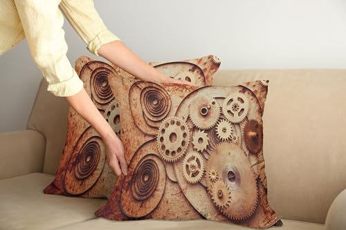 ABAKUHAUS Jahrgang Kissenbezug 2er-Pack, Mechanische Altmodische Uhren Röstiges Look Grunge Hintergrund Steampunk Flair, 40 x 40 cm, Dark Orange Beige ABAKUHAUS Jahrgang Kissenbezug 2er-Pack, Mechanische Altmodische Uhren Röstiges Look Grunge Hintergrund Steampunk Flair, 40 x 40 cm, Dark Orange Beige von ABAKUHAUS