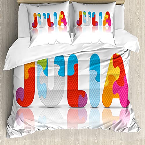 ABAKUHAUS Julia Bettbezug Set für Einzelbetten, Puzzle Artbuchstaben, Milbensicher Allergiker geeignet mit Kissenbezug, 155 cm x 200 cm - 80 x 80 cm, Mehrfarbig von ABAKUHAUS