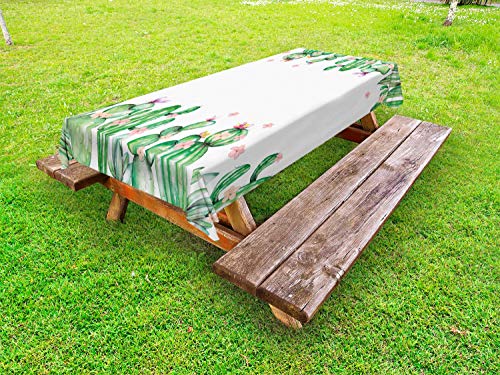 ABAKUHAUS Kaktus Outdoor-Tischdecke, Zarte Romantische Blüten, dekorative waschbare Picknick-Tischdecke, 145 x 210 cm, Grün Coral Lavendel ABAKUHAUS Kaktus Outdoor-Tischdecke, Zarte Romantische Blüten, dekorative waschbare Picknick-Tischdecke, 145 x 210 cm, Grün Coral Lavendel von ABAKUHAUS