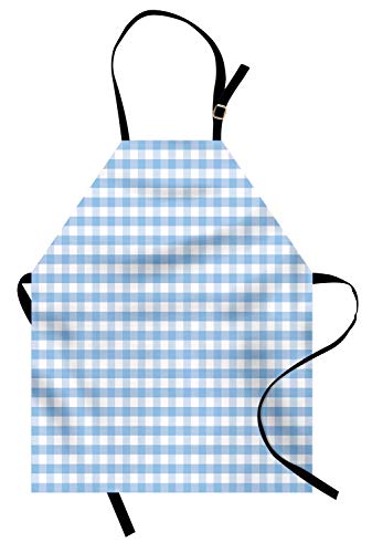 ABAKUHAUS Kariert Kochschürze, Pastell Reihen-Weinlese, Unisex-Küchenlätzchen mit verstellbarem Hals für Kochen Gartenarbeit, 67 cm x 80cm, Blassblau Weiß von ABAKUHAUS
