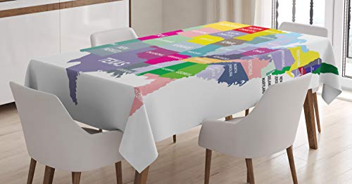 ABAKUHAUS Karte Tischdecke, USA Karte Bunte Staaten, Wasserfest Waschbar mit Klar Sichtbaren Farben kein Verblassen Personalisiert, 140 x 170 cm, Grau Braun ABAKUHAUS Karte Tischdecke, USA Karte Bunte Staaten, Wasserfest Waschbar mit Klar Sichtbaren Farben kein Verblassen Personalisiert, 140 x 170 cm, Grau Braun von ABAKUHAUS