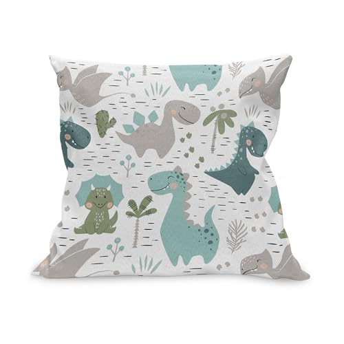 ABAKUHAUS Kindisch Kissenbezug, Smiling Baby-Dinosaurier mit Palm und Kaktus, Kissenhülle mit Reißverschluss Beidseitiger Druck, 40 x 40 cm, Weiß Seafoam schwachgrau ABAKUHAUS Kindisch Kissenbezug, Smiling Baby-Dinosaurier mit Palm und Kaktus, Kissenhülle mit Reißverschluss Beidseitiger Druck, 40 x 40 cm, Weiß Seafoam schwachgrau von ABAKUHAUS