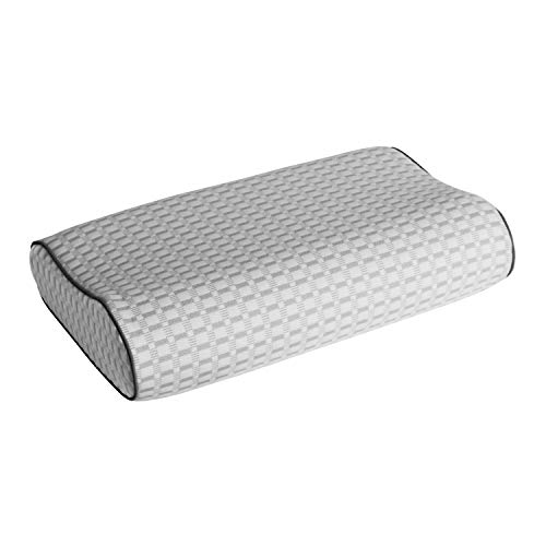 ABAKUHAUS Kontur Kissen, aus Memory Foam Anpassbar für Nackenmuskulatur Komfort Schaum Kissen Kühles Schlafklima mit Soft Schutzbezug Reissverschluss, 37 cm X 58 cm X 14 cm, Grey and White von ABAKUHAUS