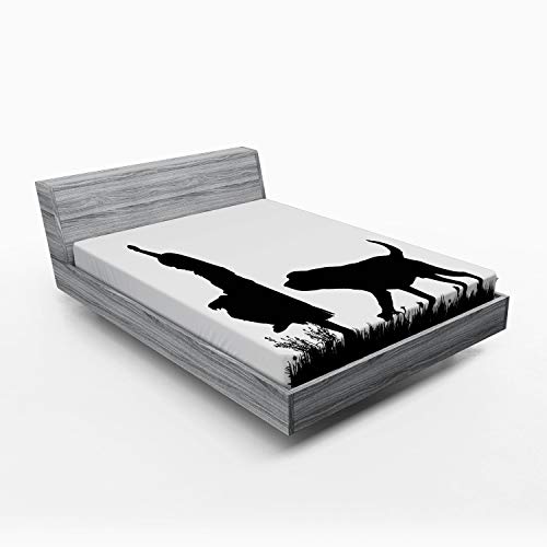 ABAKUHAUS Labrador Spannbetttuch, Kleines Mädchen, das einen Hund, Soft Dekorativer Stoff Bettwäsche Rund-um Elastischer Gummizug, 180 x 200 cm, Schwarz und weiß ABAKUHAUS Labrador Spannbetttuch, Kleines Mädchen, das einen Hund, Soft Dekorativer Stoff Bettwäsche Rund-um Elastischer Gummizug, 180 x 200 cm, Schwarz und weiß von ABAKUHAUS