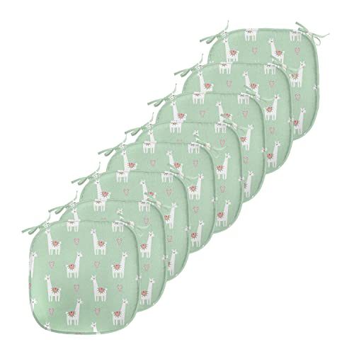 ABAKUHAUS Lama Polster für Esszimmerstühle, Candy Cane Herzen, Dekoratives wasserfestes Kissen mit Riemen für Küchensitze, 40 cm x 40 cm-8er Pack, Mint Green Multicolor von ABAKUHAUS