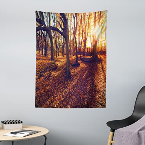 ABAKUHAUS Landschaft Wandteppich, Sonnenuntergang Wald Bäume aus Weiches Mikrofaser Stoff Waschbar ohne Verblassen Digitaldruck, 110 x 150 cm, Gelb Braun ABAKUHAUS Landschaft Wandteppich, Sonnenuntergang Wald Bäume aus Weiches Mikrofaser Stoff Waschbar ohne Verblassen Digitaldruck, 110 x 150 cm, Gelb Braun von ABAKUHAUS
