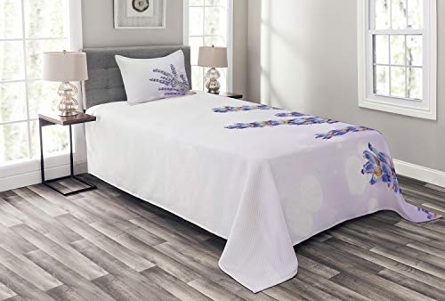 ABAKUHAUS Lavendel Tagesdecke Set, Frische Kräuter Pflanze Posy, Set mit Kissenbezug farbfester Digitaldruck, für Einzelbetten 170 x 220 cm, Lavendel ABAKUHAUS Lavendel Tagesdecke Set, Frische Kräuter Pflanze Posy, Set mit Kissenbezug farbfester Digitaldruck, für Einzelbetten 170 x 220 cm, Lavendel von ABAKUHAUS