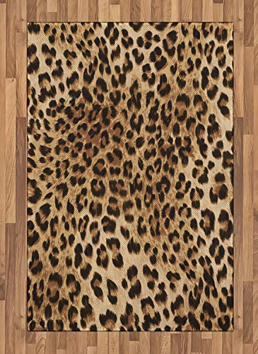 ABAKUHAUS Leopard-Druck Teppich, Wilde Tierhaut, Deko-Teppich Digitaldruck, Färben mit langfristigen Halt, 120 x 180 cm, Hellbraun Schwarz von ABAKUHAUS