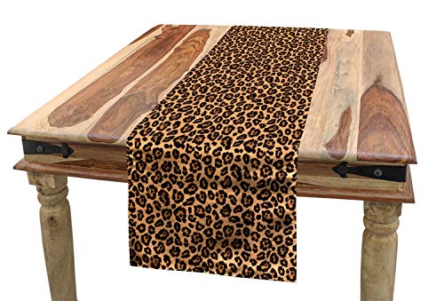 ABAKUHAUS Leopard-Druck Tischläufer, Orange Exotische Afrikanische, Esszimmer Küche Rechteckiger Dekorativer Tischläufer, 40 x 180 cm, Hell Orange Schwarz von ABAKUHAUS