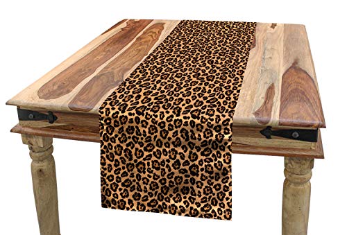 ABAKUHAUS Leopard-Druck Tischläufer, Orange Exotische Afrikanische, Esszimmer Küche Rechteckiger Dekorativer Tischläufer, 40 x 225 cm, Hell Orange Schwarz von ABAKUHAUS