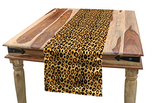 ABAKUHAUS Leopard-Druck Tischläufer, Wilde Feline Fliese, Esszimmer Küche Rechteckiger Dekorativer Tischläufer, 40 x 180 cm, Orange Schwarz ABAKUHAUS Leopard-Druck Tischläufer, Wilde Feline Fliese, Esszimmer Küche Rechteckiger Dekorativer Tischläufer, 40 x 180 cm, Orange Schwarz von ABAKUHAUS